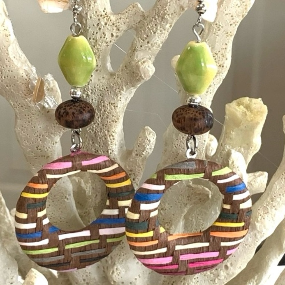 Colorful Spring Vacation Hoop Earrings